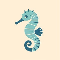 illustration of seahorse. clip art of seahorse cartoon. vector flat