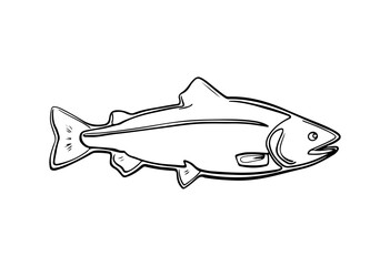 Salmon fish silhouette - cut out vector icon  Vector illustration.