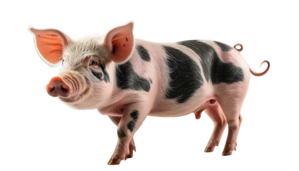  Adorable Piglet on White Background