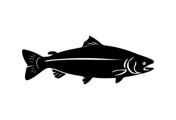 Salmon fish silhouette - cut out vector icon  Vector illustration.