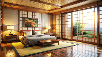 Fototapeta premium Bright Bedroom Interior Design