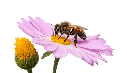 Macro Photography of Busy Pollinator on Wildflower