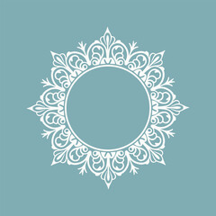 Wedding monogram frame. Elegant round frame template with lace ornament.
