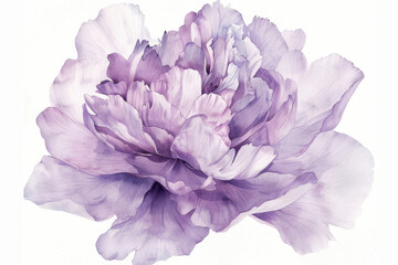 Purple peony flower blooming, with delicate petals and a soft, elegant appearance