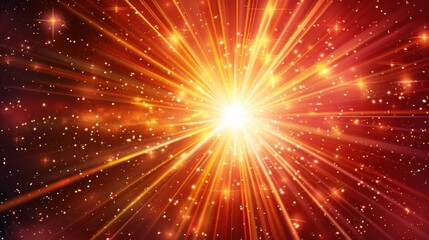 Naklejka premium Abstract bright yellow starburst with a lot of gold sparkles background