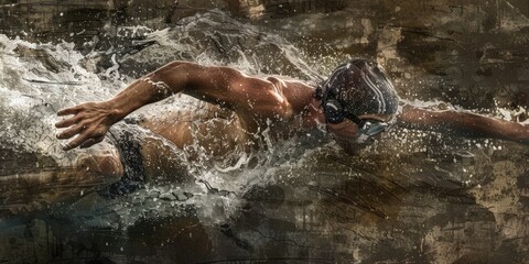 Vibrant Swimming Athlete in Motion