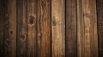 Naklejka premium Fond de planche de bois marron foncé, papier peint. Vieux fond en bois texturé foncé grunge, la surface de la vieille texture de bois brun, vue de dessus lambris en bois de pin brun.