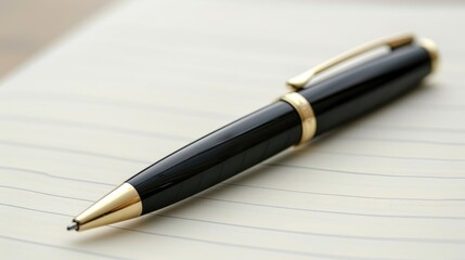 Fototapeta premium Pen on empty notebook surface