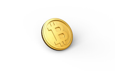 Realistic 3D illustration of Bitcoin, coin, digital currency and investment. Illustration of world digital currency gold coins. Bitcoin on a white background.