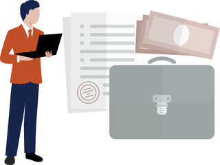 A boy is working on first aid box.