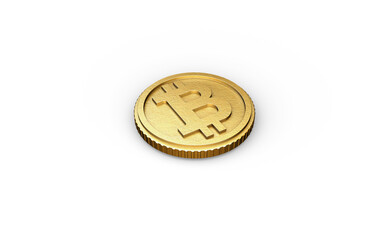 Realistic 3D illustration of Bitcoin, coin, digital currency and investment. Illustration of world digital currency gold coins. Bitcoin on a white background.