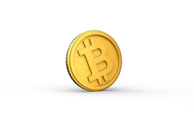 Realistic 3D illustration of Bitcoin, coin, digital currency and investment. Illustration of world digital currency gold coins. Bitcoin on a white background.