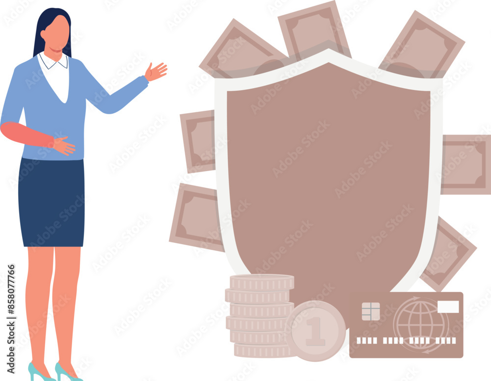 Wall mural Girl showing cash security.