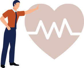 The boy is pointing to the heart organ.