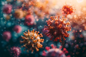 Cold virus closeup with copy space, illness prevention, sickness, winter flu