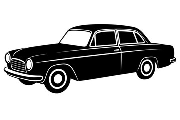 Silhouette vintage car vector, old car vector graphic.
