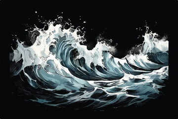 Sea waves. Sea wave hand drawn sketch Vector illustration.  