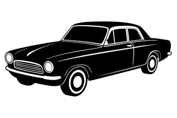 Silhouette vintage car vector, old car vector graphic.