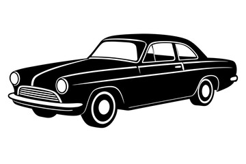Obraz premium Silhouette vintage car vector, old car vector graphic.