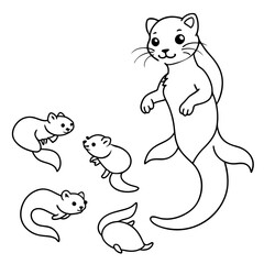 Cat Mermaid Coloring Page Isolated for Kids