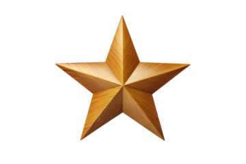 Gold Star Award Badge Isolated on Transparent Background