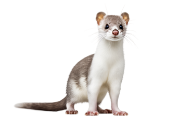 Alert Stoat Looking Forward Isolated on Transparent Background