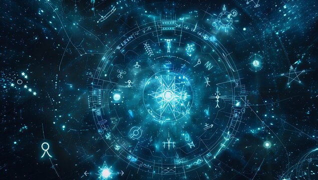 Astrological Chart Among Stars and Space