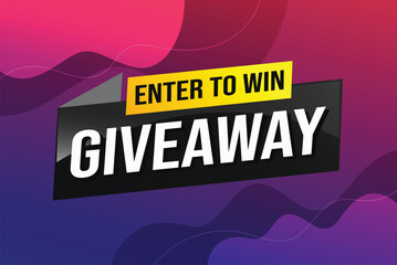 giveaway enter and win word vector illustration 3d style for social media landing page, template, ui, web, mobile app, poster, banner, flyer, background, gift card, coupon, label, wallpaper

