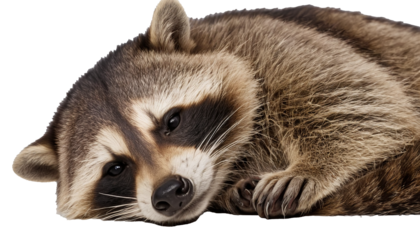 Serene Slumber: A Captivating Close-up of a Sleeping Raccoon
