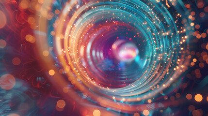 Obraz premium Abstract futuristic background portal tunnel with pink blue glowing neon lines and flare lights, design of futuristic blue light ray stripe line motion background for wallpaper, banner