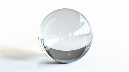 Glass sphere on white background with text space