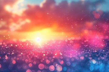 Colorful Sunset With Bokeh Lights and Clouds