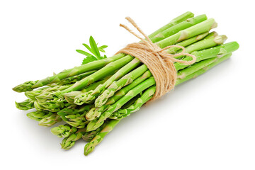 Fresh green asparagus isolated on white background