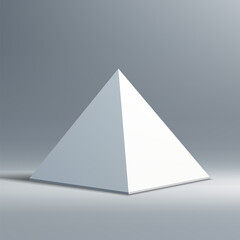Minimalist White Geometric Pyramid on Gray Background
