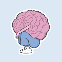 Brain Squat Vector Cute Illustration