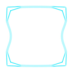 blue square frame curve and corner light neon