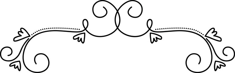 Hand drawn text divider isolated on white background. Floral text divider. Vintage.