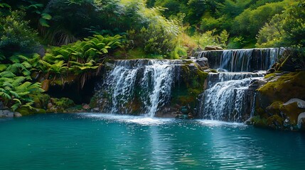 Obraz premium Turquoise lake with waterfals