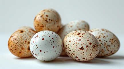 Obraz premium Easter Day has cute eggs and bunnies, flowers, patterns, and a white background.