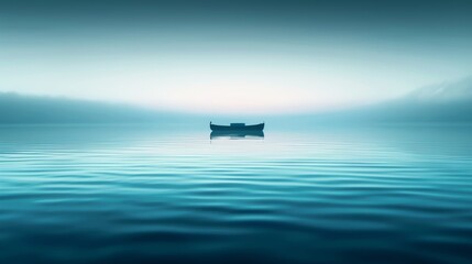 A soothing lake view with a gradient background transitioning from deep navy blue to gentle aqua