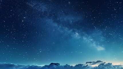 A serene night sky with a gradient background blending from midnight blue to starlit silver