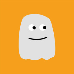 Cute cartoon boy in a ghost costume. Coloring book for kids. Digital illustration for Halloween