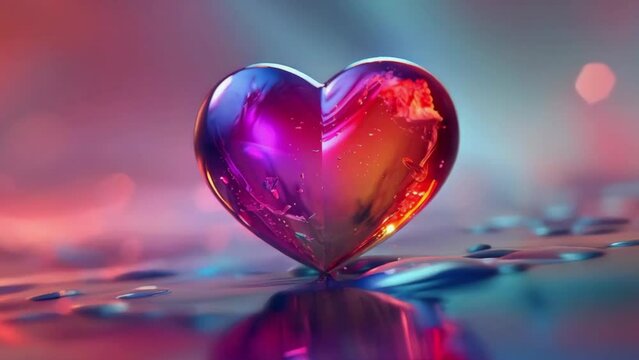 heart shape gem ruby cool art colorful animation as a concept of passion and romance - 4k new stock video footage AI