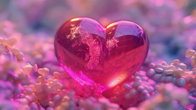 heart shape gem ruby cool art colorful animation as a concept of passion and romance - 4k new stock video footage AI