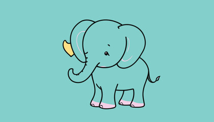 Naklejka premium Adorable Baby Elephant Neon Sign Illustration