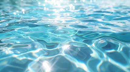 3D rendering of water surface caustics, high resolution, realistic reflections, dynamic patterns, crystal clear, intricate details, tranquil and serene atmosphere