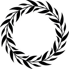 Laurel wreath frame isolated on white background. Border with leaves, wreaths, flower elements. Hand drawn sketch pencil style.