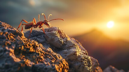 Ant are climbing on the mountain very detailed and realistic shape