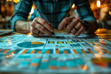 Naklejka premium Strategic ideas with charts and graphs.