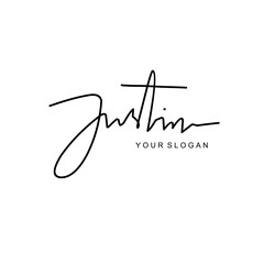 Justin name signature logo vector design